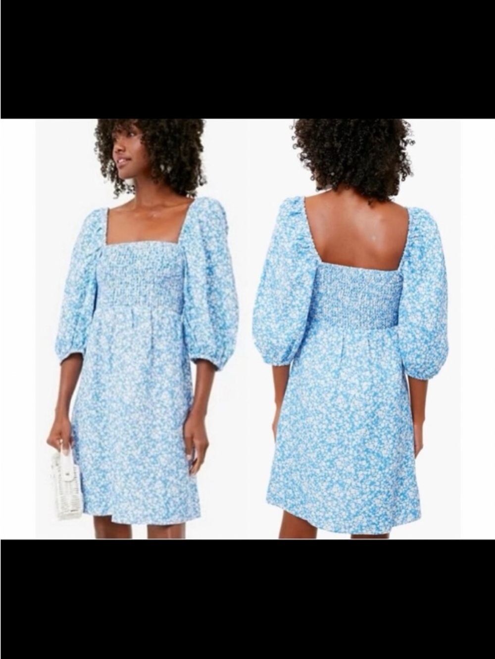 Tuckernuck Women's Annie Smocked Blooms on Broad Dress Blue White Size Medium